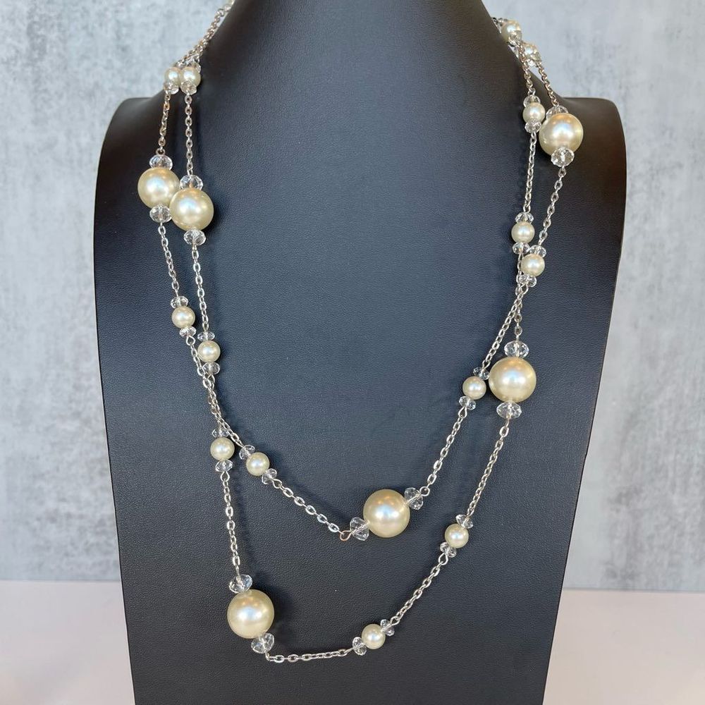 Aldo long length faux Pearl station necklace